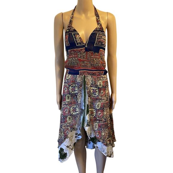 Vintage Baba Chiffon Silk Dress Babydoll Halter Over Layer Y2K Fairy grunge S - Picture 6 of 11